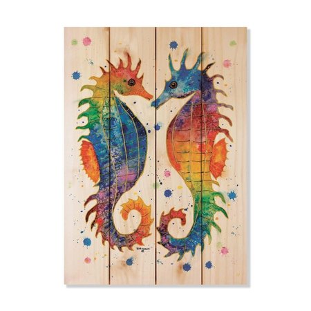 WILE E. WOOD 14 x 20 in. Bartholets Rainbow Seahorses Wood Art DBRS-1420